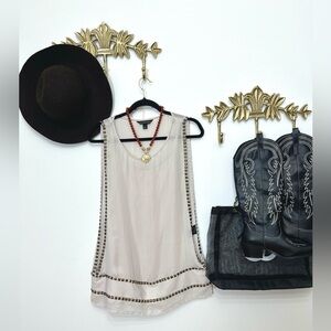 Edgy and funky studded layered tank sleeveless S ptp 18.5 “ L 27”